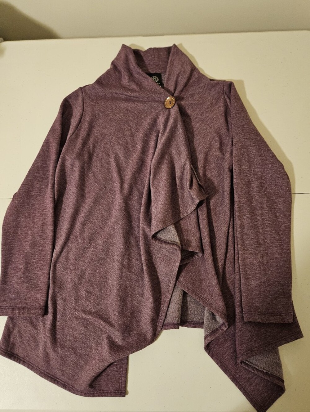 Bobeau Heathered Button-Front Cardigan – Plum/Wine, Womens Size M
